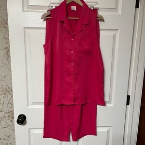 Petites Cabernet Sleepwear Pink Sleeveless Pajama Top Pants Set PL Polyester